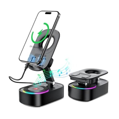 Altoparlante con supporto a induzione 5 in 1, altoparlante Bluetooth, altoparlante a induzione con batteria da 2000 mAh, altoparlante a induzione wireless, supporto pieghevole per cellulare