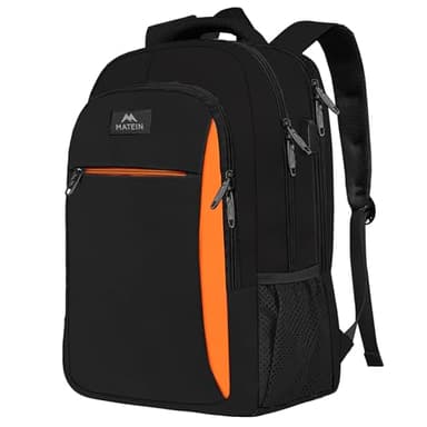 MATEIN Zaino Uomo per PC 17.3 Pollici, Antifurto Zaino Porta Laptop con Caricatore USB, Impermeabilie Zaini Universitari Casual per Computer, Notebook, Viaggio, Lavoro, Regalo, Nero Arancione