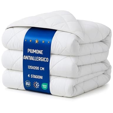 Amazinggirl Piumino letto matrimoniale o singolo 200x135 cm - trapunta tutte le stagioni et piumone leggera bianco caldo Plumino 100 x 135 cm Oeko-Tex
