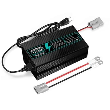 EverExceed Caricabatterie Lifepo4 12V 20A Lifepo4 Charger 14,6V AC-DC, Carica Batterie Litio 12V 20A per Lifepo4 batteria al litio a ciclo profondo di auto Marine RV