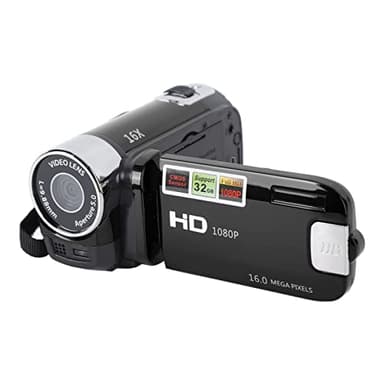 Videocamera HD Portatile 1080P 16MP, Fotocamera DV Con Zoom Digitale 16X, Schermo Girevole TFT da 2,7 Pollici - Per Viaggi (Nero)