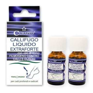 Curaped - 2 Callifugo Liquido Extra forte da 12ml per la Rimozione dei Calli da Piedi e Mani - Estirpa Occhio di Pernice e Verruche - Dermatologicamente testato - 24ml tot. - Made in Italy (Liquido)