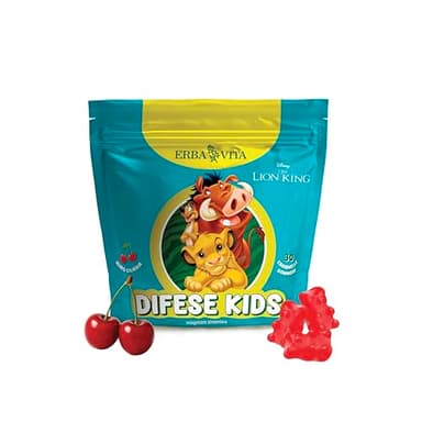 Erba Vita Difese Kids Integratore Alimentare per Bambini, 30 Gummies - A base di Vitamina D3, Vitamina C e Zinco, Contribuisce al Corretto Funzionamento del Sistema Immunitario