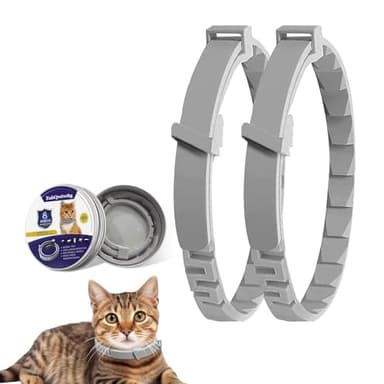 2 collari per gatti, sicuri, impermeabili e regolabili, contengono oli essenziali naturali, adatti per gattini oltre 7 settimane (39 cm)
