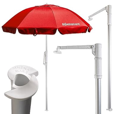 Athenamare Sfida il vento Ombrellone Antivento resistente in Alluminio con punta a elica brevettata e tessuto con protezione solare UV50+ (Red)