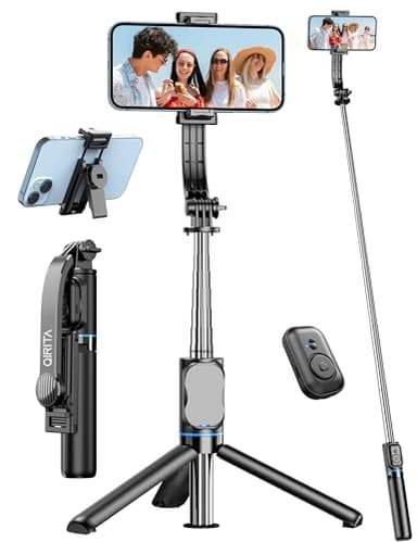QIRITA Bastone Selfie, 41'' Estensibile Selfie Stick Treppiede per Smartphone con Clip Staccabile & Telecomando Wireless, Rotazione a 360° Asta per Selfie Compatibile con iPhone/Android/Samsung/GoPro