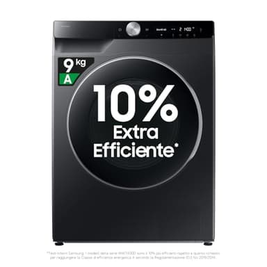 Samsung Lavatrice AI Control WW90DG6U85LB/U3 Libera installazione, 9 Kg, 1400 RPM, Wifi, Ecodosatore, Vapore, Carica Frontale, Corpo: Nero, Oblò: Nero, 60l x 85h x 60p cm, Normal