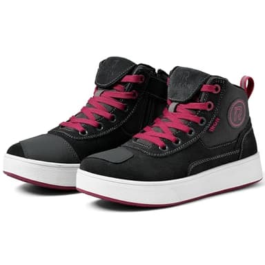 RIDEIRON Scarpe Moto Uomo Donna Conforme CE Stivali Moto,Antiscivolo Rinforzato Suola Ispessita Impermeabili Traspiranti alla Moda con Zip Laterale,Supporto alla Caviglia e Shift Pad Rosa 40