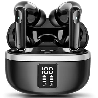 JBMI Cuffie Bluetooth, Auricolari Bluetooth 5.3 In Ear Stereo con 4 Microfono ENC, 60 Ore Cuffiette Wireless Cancellazione Rumore, Auricolare IP7 per iPhone e Androide, Earbuds Sportive (Nero)