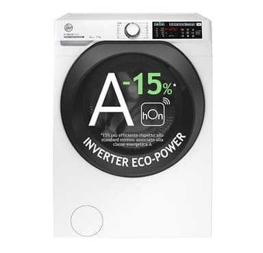 Hoover H-WASH 500 Lavatrice 9 Kg, Libera Installazione, Carica Frontale, Classe A-15%, 1400 Giri, Wi-Fi + BLE, App hOn, Motore Inverter BPM, 54 x 85 x 60 cm (P x A x L cm), Bianca-HW49AMBC7/1-S