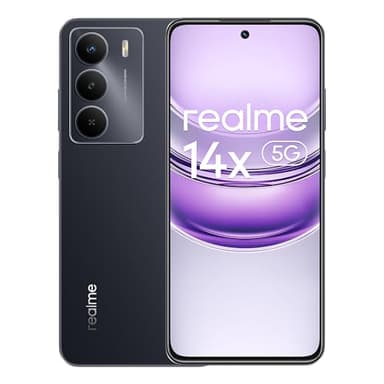 realme 14x 5G Smartphone 6+128GB, MediaTek Dimensity 6300, Fotocamera da 50MP, Display curvo da 120Hz, Batteria massiva da 5000mAh, Cellulari Android 15, Octa-core, Nero (senza adattatore)