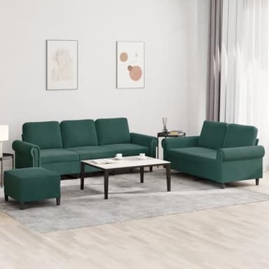 Yisssmeng Set di 3 divani in velluto verde scuro, larghezza 212 cm, sgabello a due posti a tre posti, salvaspazio, design moderno per Living Room, ufficio, camera da letto