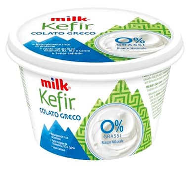 Milk Kefir Colato Greco Senza Lattosio Bianco Naturale, 0% Grassi, Senza Zucchero - Con Fermenti Lattici, Naturalmente Ricco di Proteine, Fonte di Calcio, Vitamine B2 e B12 (Maxi Confezione 500g)