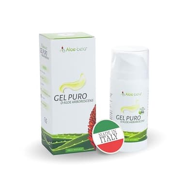 ALOEBETA Gel Aloe Arborescens Bio Puro 100% - Gel Lenitivo Pelle Sensibile, Doposole, contro Irritazioni, Scottature, Punture di Insetto, Acne e Macchie della Pelle, Azione Idratante, Senza Parabeni