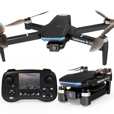 Toladrone Drone con Fotocamera per Adulti, TD31LCD Droni con Schermo LCD, Telecomando con Trasmissione Digitale delle Immagini, Motore Brushless, Drone Pieghevoli per Principianti