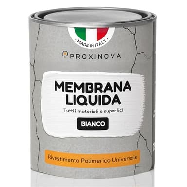 Membrana liquida impermeabilizzante Bianca PROXINOVA 1KG- impermeabilizzante terrazzi, tetti e camini, guaina liquida calpestabile per esterni, ideale per riparare grondaie e piatti doccia