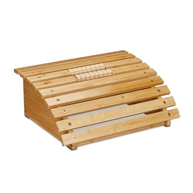 Relaxdays Poggiapiedi da Scrivania, Pedana con Rullo Massaggiante, Appoggia Piedi, Gaming e Ufficio, in bambù, Naturale