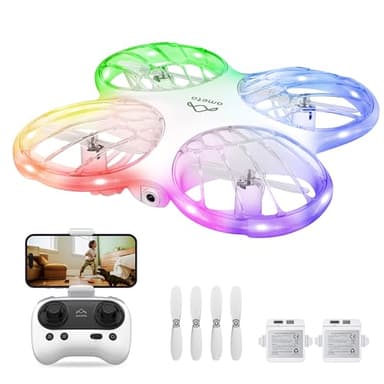 Ameta Morpho Drone con Telecamera per Bambini 1080P HD, Mini Droni FPV con 32 Luci RGB/Volo Circolare/ 3D Flip/ 18min di Volo/Cicalino Perso, Giocattolo Cool per Ragazzi Ragazze, Meno di 249g