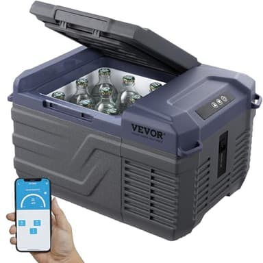 VEVOR Frigorifero per Auto, Congelatore Portatile Zona Singola 9 L 12 Volt, Gamma Regolabile da -20~20 ℃, Dispositivo di Raffreddamento a Compressore 12/24 V CC e 100-240 V CA per Campeggio Camper