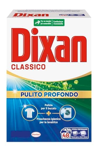 Dixan Classico Pulito Profondo, Detersivo Lavatrice polvere per eliminare le macchie ostinate, formato da 48 lavaggi