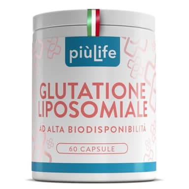 Glutatione Liposomiale PiùLife – 250 mg per capsula – 100% Glutatione Forte Ridotto Puro con Tecnologia Liposomiale – Antiossidanti integratori, Detox, Difese dell’organismo – 60 Capsule Vegetali