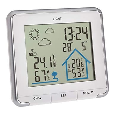 TFA Dostmann stazione meteo con sensore esterno, radiocontrollata Life, 35.1153.02, digitale, con previsioni del tempo, temperatura e umidità interna e esterna, bianca
