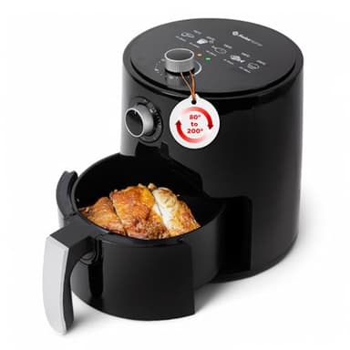 Z SwissHome PETIT - Friggitrice ad aria 2.5L 1200W - Temperatura 80-200°C - Timer 30 Min - Pentola in teflon rimovibile - Protezione contro il surriscaldamento - Maniglia antiurto e antiscivolo