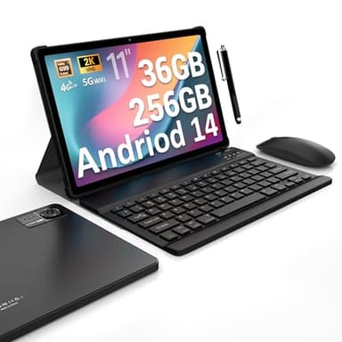 FASTWD Tablet 11 Pollici Android 14 tablet,2025 Newest Tablet con 4G LTE e 5G WiFi,36GB RAM+256GB ROM,9580mAh,2000 * 1200 incell FHD,Widevine L3,GPS/BT5/Tablet 2 in 1 con tastiera,Nero