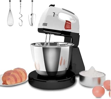 Impastatrice Planetaria, 7 velocità con ciotola in acciaio inossidabile 3QT, Robot da Cucina Multifunzione, supporto e sbattitore manuale con gancio per impastare, frusta (IP1)