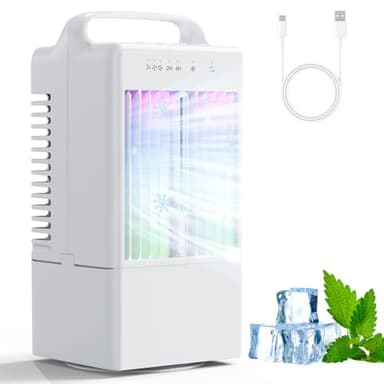 Condizionatore Portatile Raffreddatore d'aria 4 in 1,Climatizzatore Portatile Silenzioso con 90° Oscillazion,3 Velocità,Modalità di Spray, Timer 2/4H,Climatizzatore 900ml per Casa Ufficio Campeggio