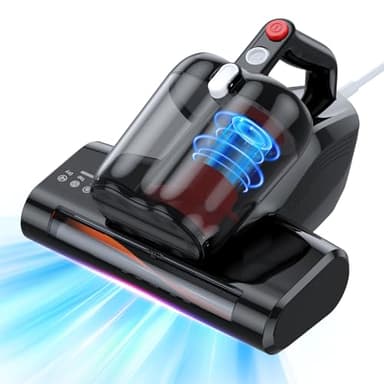 Aspirapolvere per Materassi Battimaterasso con Luce UV-C a 253,7nm 16Kpa Aspirazione Filtro HEPA Riscaldamento Funzione 40000 Rpm/Min Rotazione Aspiratore Antiacaro Rimuove Allergeni 600W con Filo