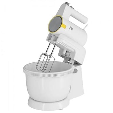 Beko - HMM62444W - Sbattitore Glow Line con ciotola da 4L, 420 W, 4 Velocità + Turbo, 2 Fruste Mixer e 2 Ganci Impastatori in Acciaio Inox - Bianco
