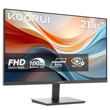 KOORUI E2212F Monitor PC 22 pollici, Full HD VA 100HZ, 5ms, 1920x1080, Schermo PC HDMI1.4 e VGA, VESA 100x100 mm, Inclinazione Regolabile, Pannello ultra Sottile