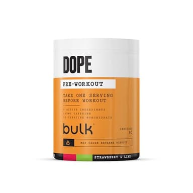 Bulk Polvere Pre-Workout Dope | Fragola Lime | 3g Creatine per Serving | 200mg Caffeine | Citrulline Malate & Arginine AKG | Beta-Alanine | Energy, Focus & Performance | 510g Supplement