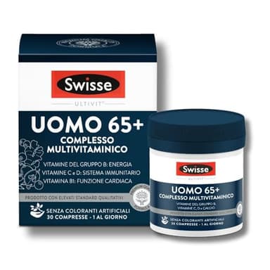 SWISSE Ultivit - Multivitaminico Uomo 65+ con Biotina e Niacina per Supporto Sistema Nervoso - Integratori Alimentari con Vitamina D e C per Sistema Immunitario Adulti, Made in Italy, 30 Compresse