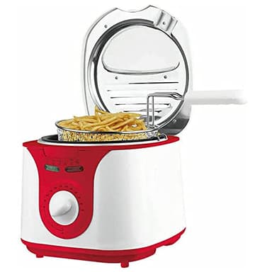 MAKA Friggitrice Elettrica ad Olio ad Immersione, 1450W 2 Litri, con Cestello Estraibile Interno in Acciaio Inox, Temperatura Regolabile, Acciaio Inossidabile, Design Esclusivo