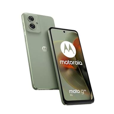 Motorola Moto g55 5G Smartphone (display FHD+ 6,49", fotocamera 50 MP, fotocamera 8/256 GB, 5000 mAh, Android 14) Smoky Green (Veganes ecopelle), con cover protettiva [esclusiva su Amazon]