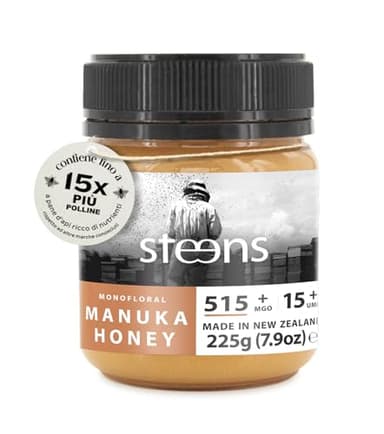 Steens Miele di Manuka - MGO 515+ - Puro Miele Manuka grezzo 100% certificato UMF 15+ - Invasettato e sigillato in Nuova Zelanda - Manuka Honey - 225 g