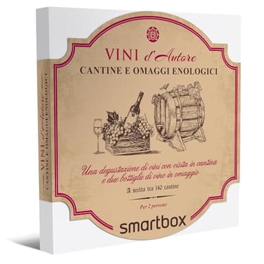 smartbox - Cofanetto Regalo per Uomo o Donna - Cantine e omaggi enologici - Idee Regalo Originale - 1 degustazione di Vini in Cantina e Bottiglie di Vino in Omaggio per 2 Persone
