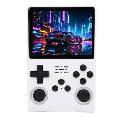 Console di Gioco Portatile retrò, per Giochi per Giocatore Singolo Console per Videogiochi Portatile Schermo IPS da 3,5 Pollici 640x480, 30000 Giochi Integrati 45 Emulatori (WHITE)