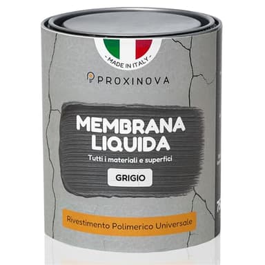 Membrana liquida impermeabilizzante Grigia PROXINOVA 1KG - impermeabilizzante terrazzi, tetti e camini, guaina liquida calpestabile per esterni, ideale per riparare grondaie e piatti doccia