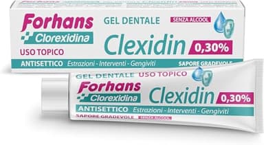 Forhans Clorexidina, Gel Dentale Clexidin 0,30%, Gel Pronto Intervento ad Uso Topico con Clorexidina, Azione Antisettica e Antibatterica, Senza Alcol, Sapore Gradevole, 50 ml