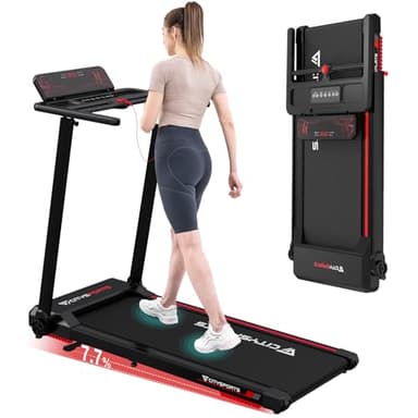 CITYSPORTS Tapis Roulant Elettrico Pieghevole 1-12km/h, Salvaspazio Con Display a LED, Supporto per App e Tablet a 360°, Compatto per Casa e Ufficio