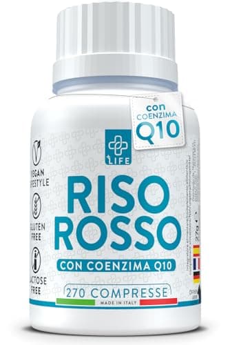 Riso Rosso Fermentato Colesterol Con Coenzima Q10 PiùLife, 270 Compresse Lievito di Riso Rosso Integratore Fonte di Monacolina K, Antiossidante Ricco Di Fibre E Polifenoli, Benessere Cardiovascolare