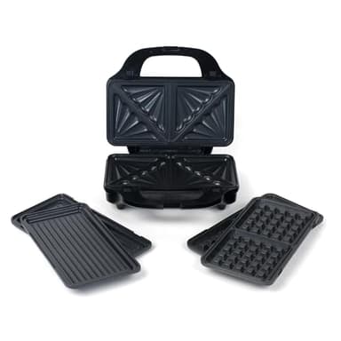 Petra PT2143TVDEEU7 Macchina per snack elettrica XL 3-in-1, piastre da 28,5 cm antiaderenti, 900 W, per waffle, pressa per panini, toastie, pranzi e colazioni, manici termoisolanti