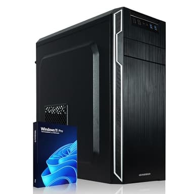 GREED® Intel Core 12th Gen Multimedia PC fisso - Desktop veloce per ufficio e casa - Computer con 4,0 GHZ - 16GB RAM - Disco da 240GB SSD + 1TB HDD - DVD+RW - USB3.0 - WLAN - incl. Windows 11 Pro