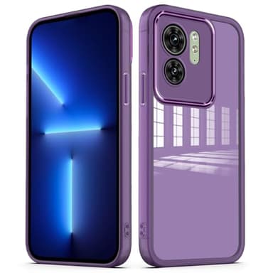 YUXING Cover per Motorola Edge 40 Custodia Trasparente con Pellicola Protettiva Lenti Morbida Ultra Sottile Antiurto Bumper Slim Case - Viola