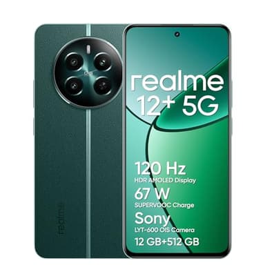 realme 12+ 5G Smartphone 12+512 GB con NFC, Sony LYT-600 OIS, Chipset Dimensity 7050 5G, Display AMOLED da 120 Hz, Smart Touch antipioggia, SUPERVOOC da 67 W, Pioneer Green