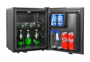 METRO Professional Minifrigo GMB2038B, 43 x 41.5 x 51 cm, 38 L, temperatura: 6-22°C, Illuminazione LED, 1 ripiano regolabile, bassa rumorosità, nero