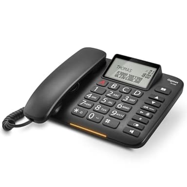 Gigaset DL380 - Un Telefono Facile da Usare con Tasti Grandi - 4 tasti di selezione diretta programmabili (A - D) - Rubrica, Nero [Versione Italiana]